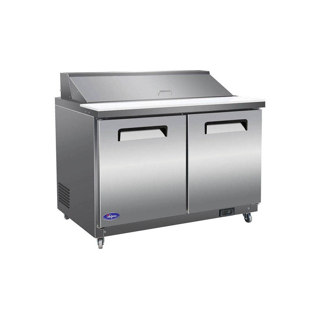 Valpro VP48SM-HC 48" Two Section Mega Top Sandwich/Salad Prep Table w/ 2 Doors, 18 Pans