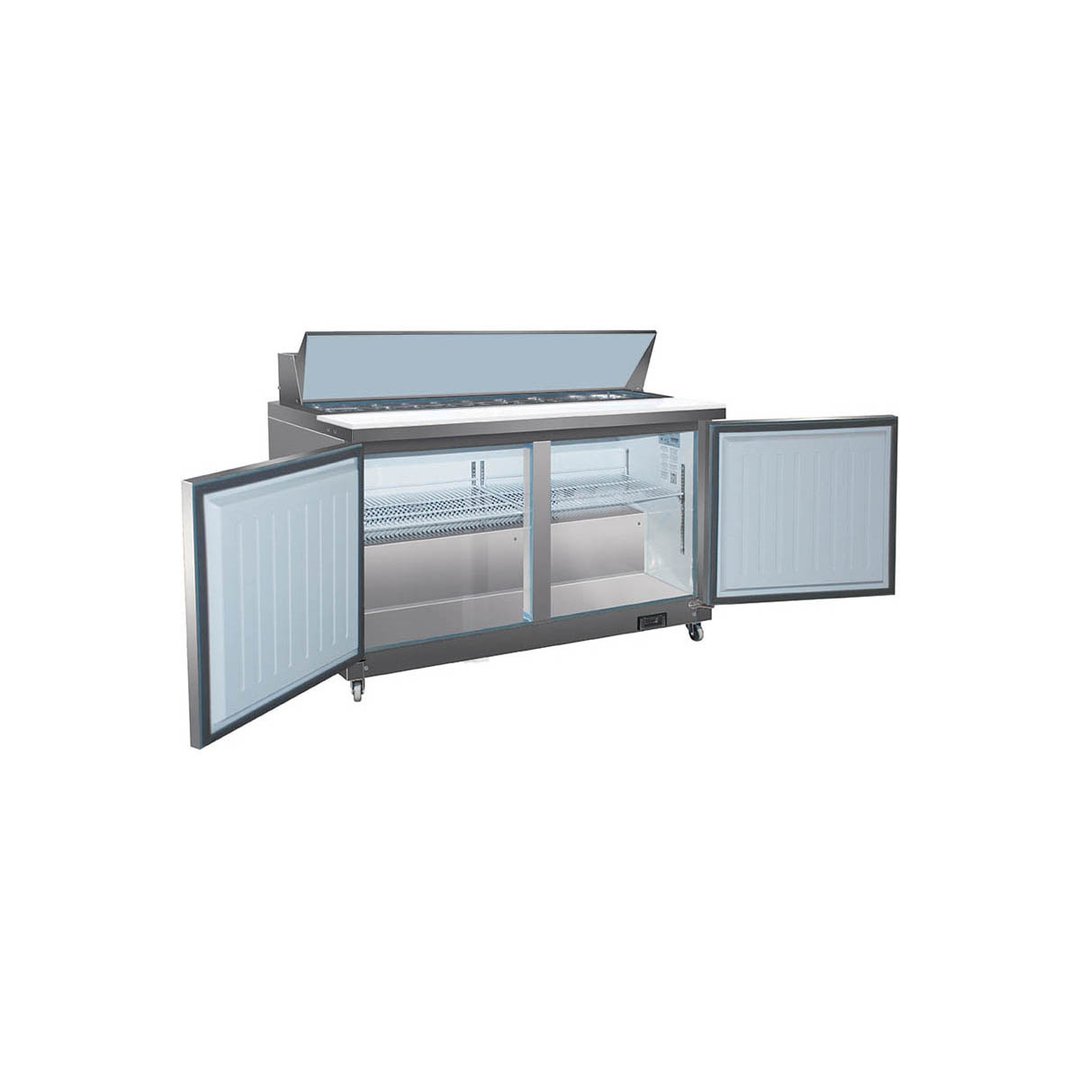 Valpro VP60SM-HC 61" Two Section Mega Top Sandwich/Salad Prep Table w/ 2 Doors, 24 Pans