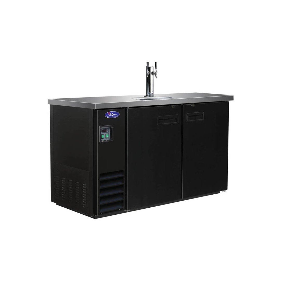Valpro VPBD2-1 49" Draft Beer Cooler w/ 2 Kegs, 10.45 cu. ft., 1 Dual-Tap Tower, Black