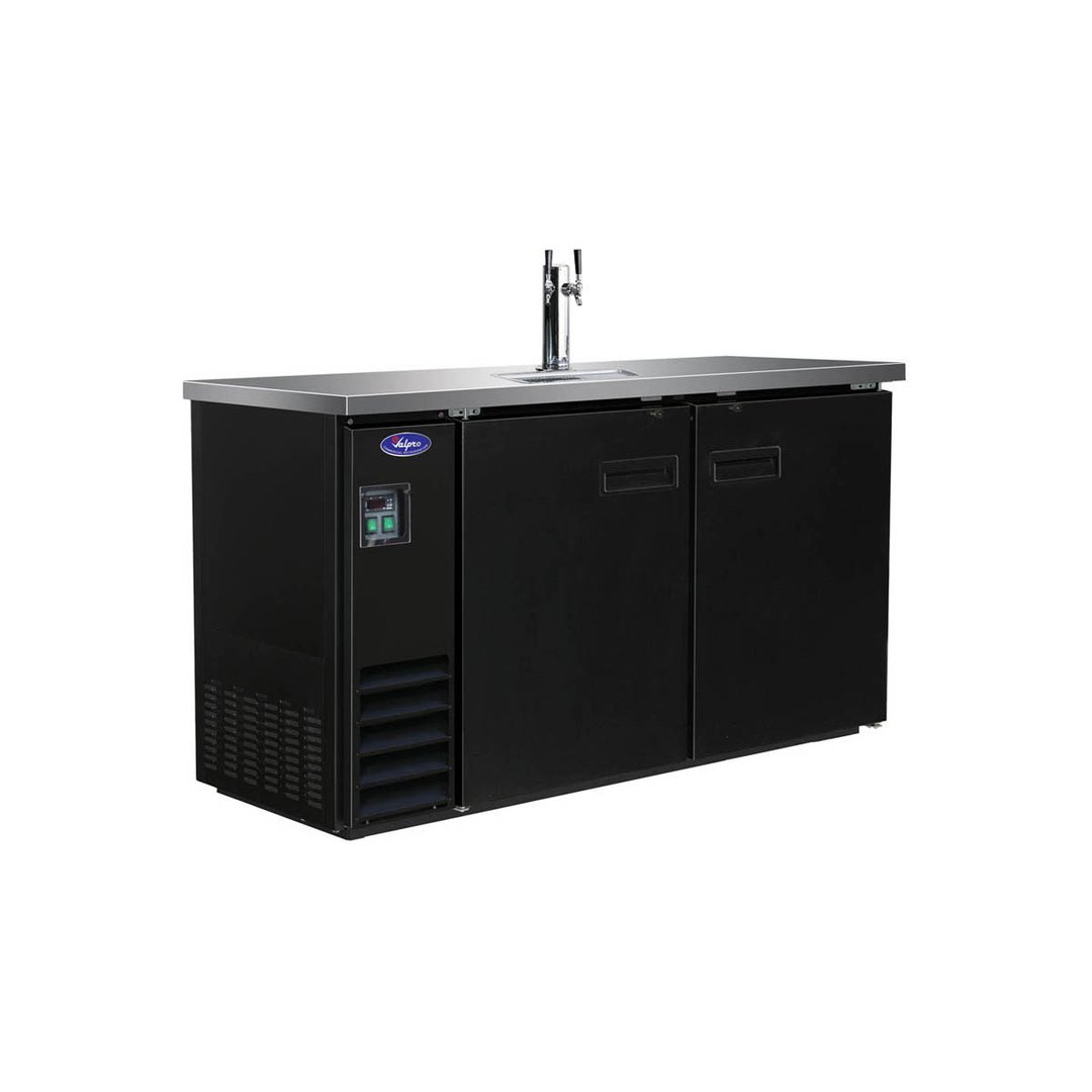 Valpro VPBD3-1 61" Draft Beer Cooler w/ 2 Kegs, 14.16 cu. ft., 1 Dual-Tap Tower, Black