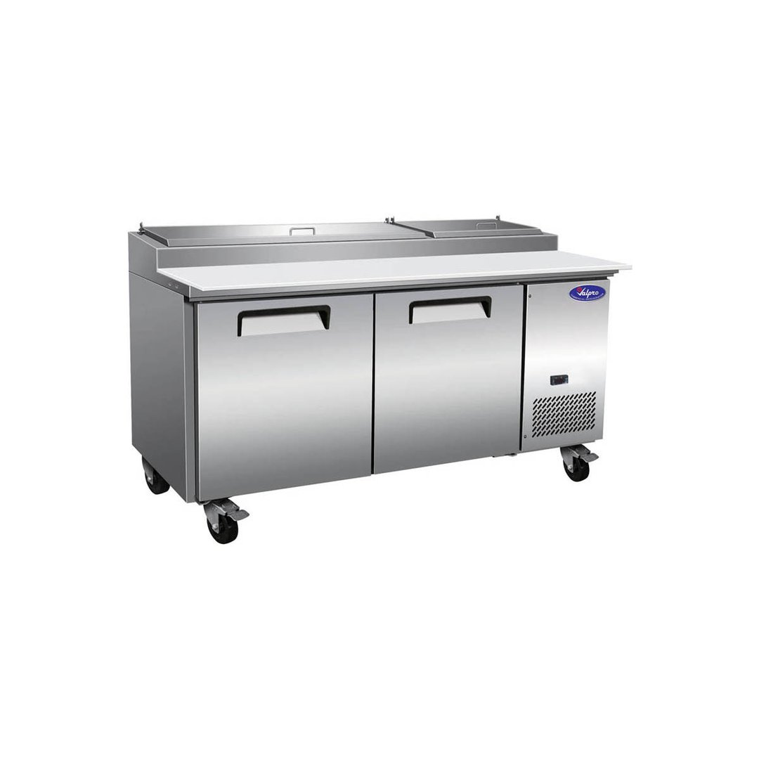 Valpro VPP71-HC 70" Two Section Refrigerated Pizza Prep Table w/ 2 Doors, 9 Pans, 22 cu. ft.