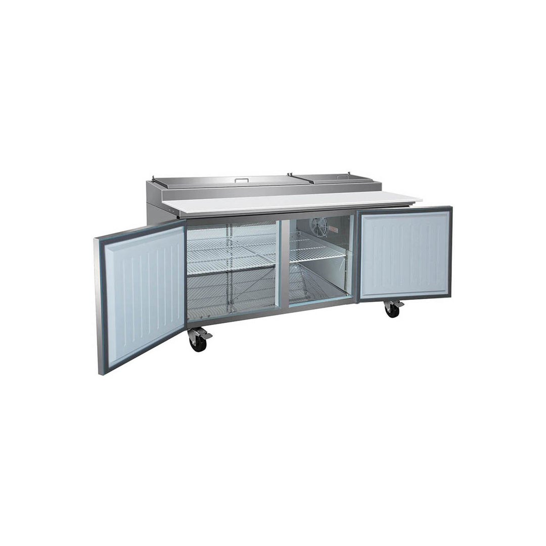Valpro VPP71-HC 70" Two Section Refrigerated Pizza Prep Table w/ 2 Doors, 9 Pans, 22 cu. ft.