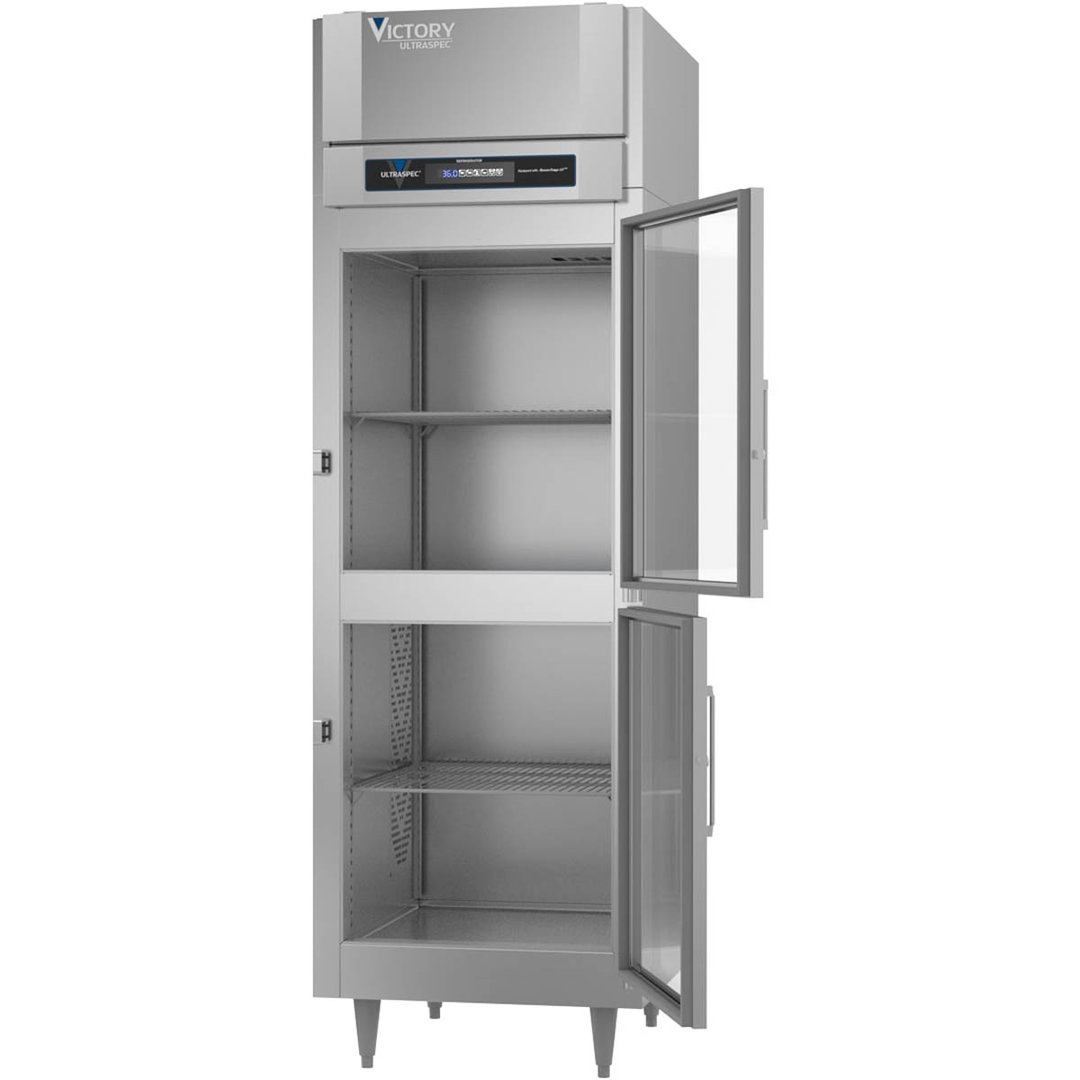 Victory RS-1N-S1-HG-HC 31" One Section Reach-In Refrigerator w/ 2 Half Glass Doors, Stainless Steel, 20 cu. ft.
