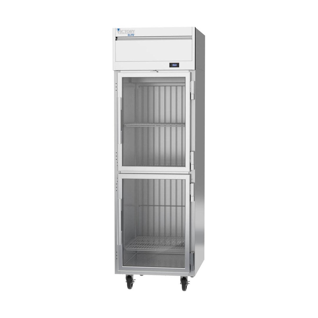 Victory VERSA-1D-HG-HC 26" One Section Reach-In Refrigerator w/ 2 Glass Half Doors, Aluminum Interior, Electronic Control, 21.66 cu. ft.