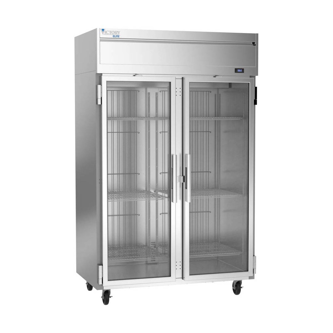 Victory VERSA-2D-GD-HC 52" Two Section Reach-In Refrigerator w/ 2 Glass Full Doors, Aluminum Interior, Electronic Control, 46.88 cu. ft.