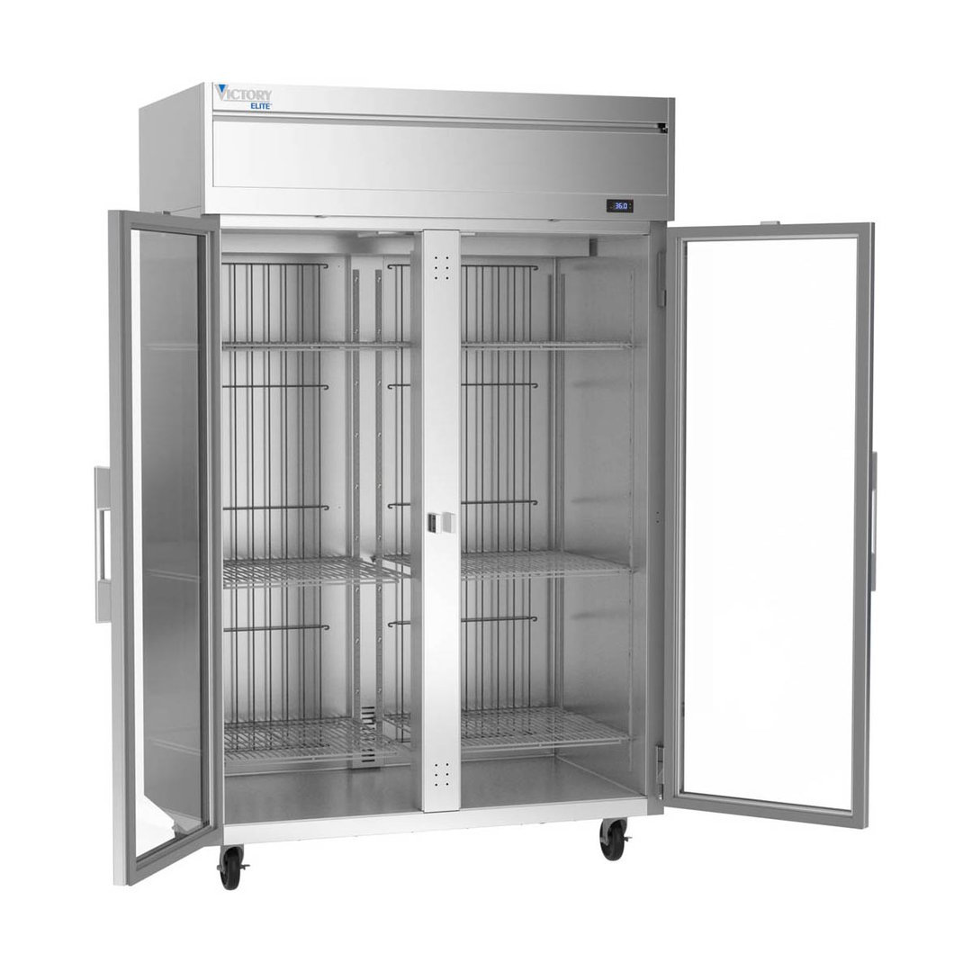 Victory VERSA-2D-GD-HC 52" Two Section Reach-In Refrigerator w/ 2 Glass Full Doors, Aluminum Interior, Electronic Control, 46.88 cu. ft.
