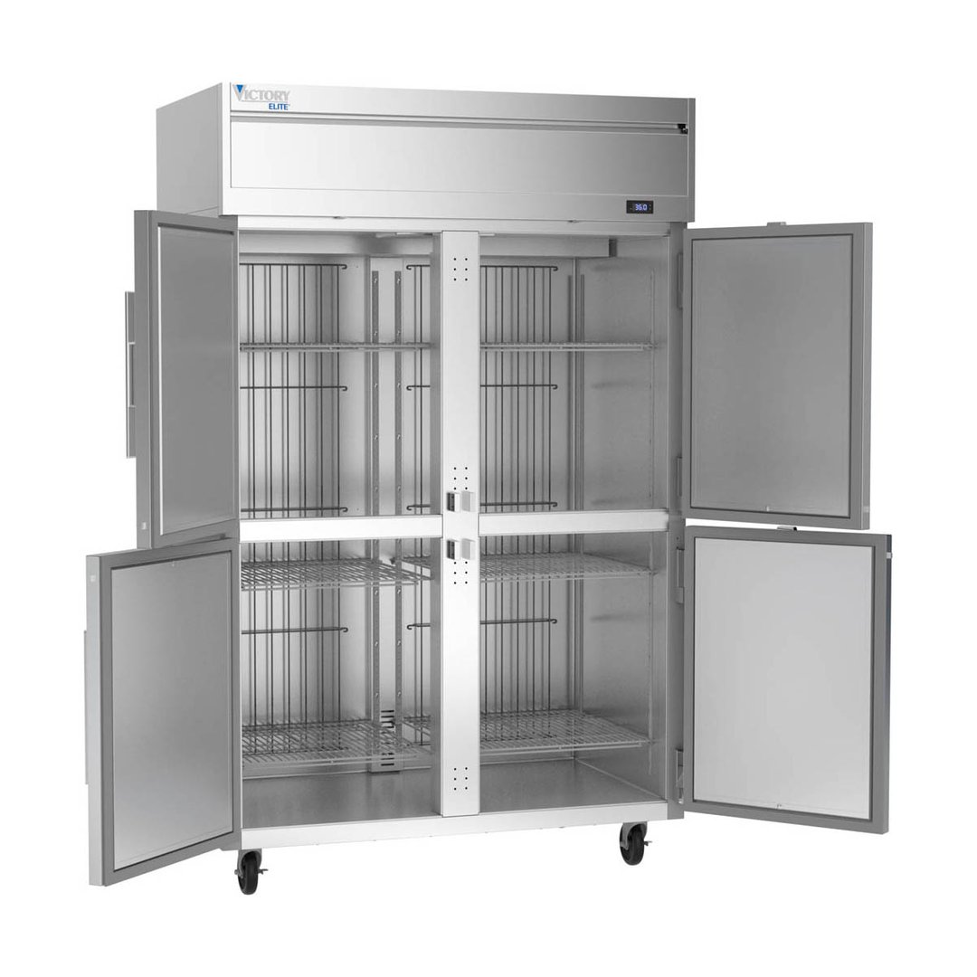 Victory VERSA-2D-HD-HC 52" Two Section Reach-In Refrigerator w/ 4 Solid Half Doors, Aluminum Interior, Electronic Control, 45.2 cu. ft.
