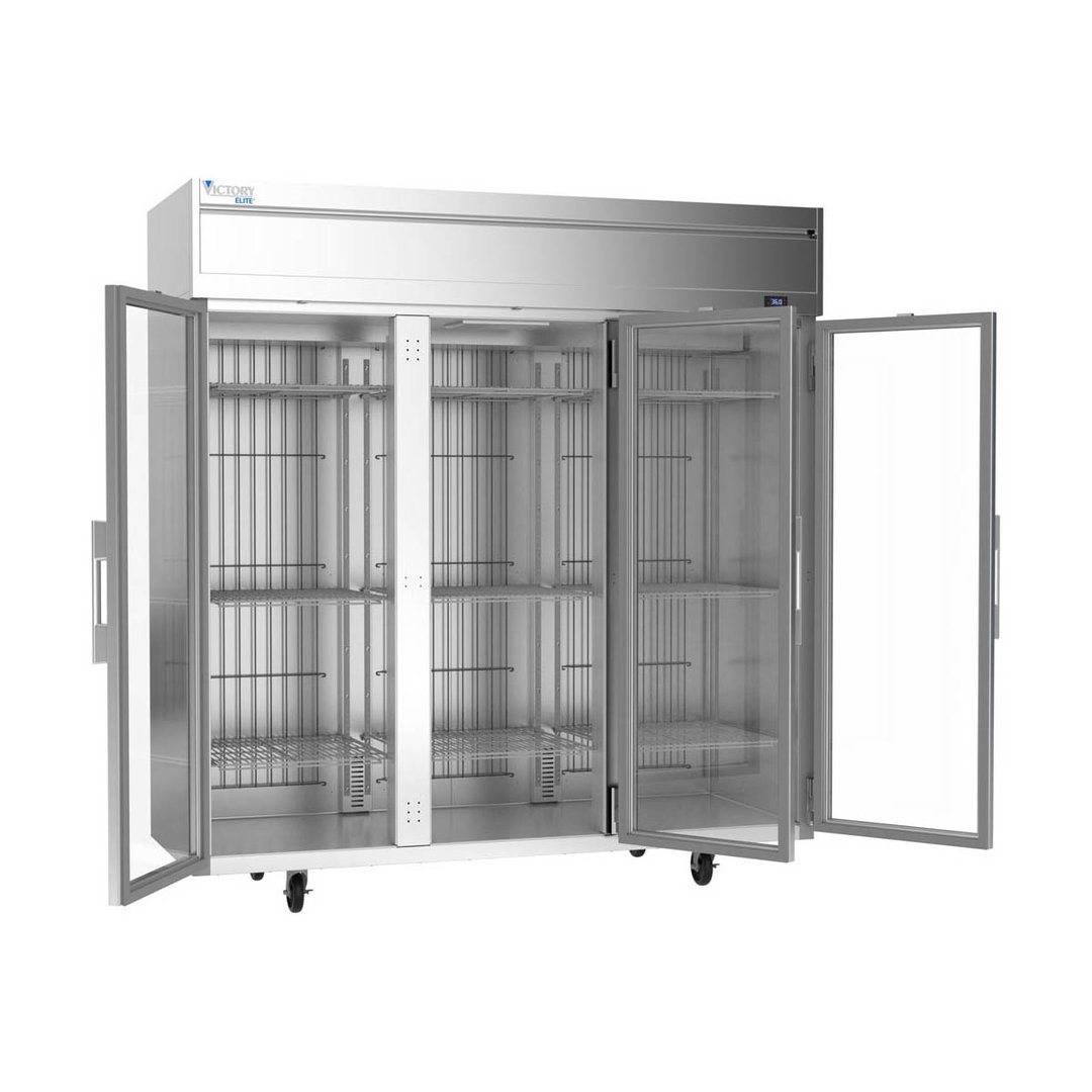 Victory VERSA-3D-GD-HC 78" Three Section Reach-In Refrigerator w/ 3 Glass Full Doors, Aluminum Interior, 71.5 cu. ft.