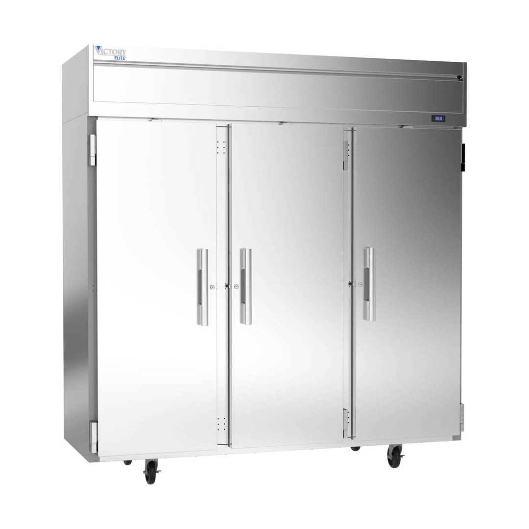 Victory VERSA-3D-SD-HC 78" Three Section Reach-In Refrigerator w/ 3 Solid Full Doors, Aluminum Interior, 71.5 cu. ft.