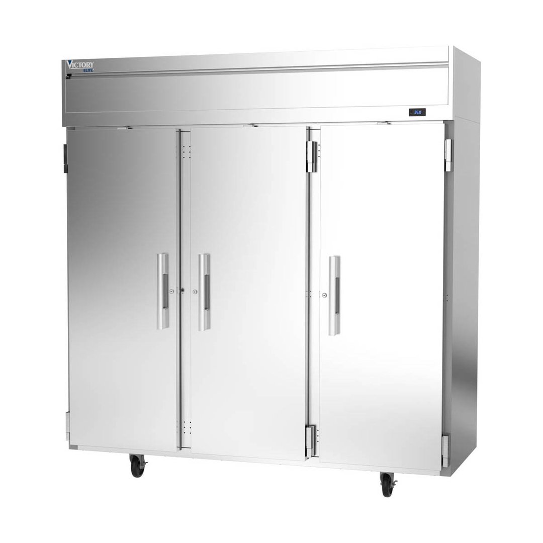 Victory VERSA-3D-SD-HC 78" Three Section Reach-In Refrigerator w/ 3 Solid Full Doors, Aluminum Interior, 71.5 cu. ft.