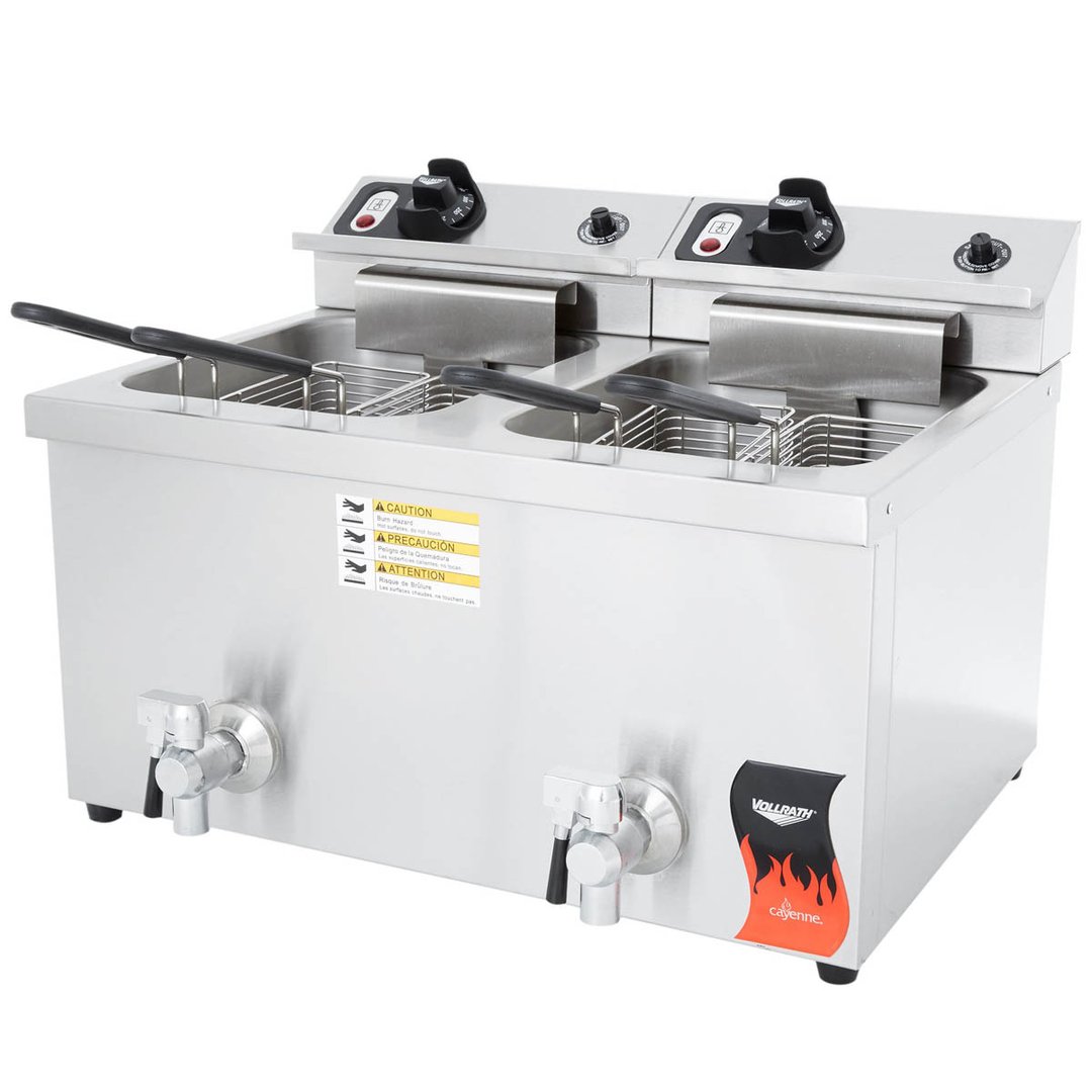 Vollrath 40710 Split Pot Countertop Electric Fryer w/ 4 Small Baskets, 30-Lb. Capacity, 2 Night Covers