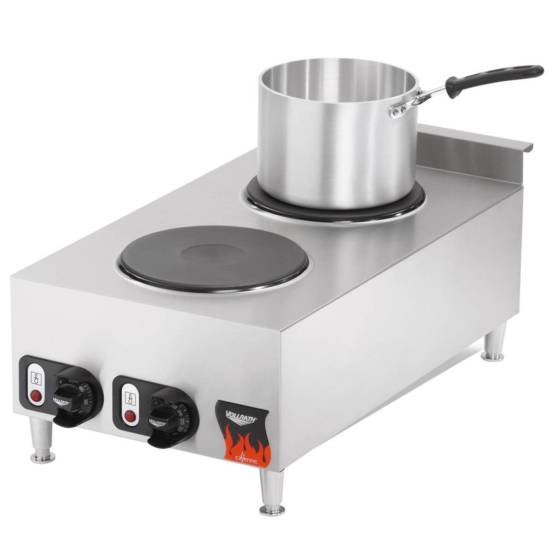 Vollrath 40739 15" Electric Countertop Cayenne Hotplate with (2) Solid Burners, Manual Controls, 208/240v