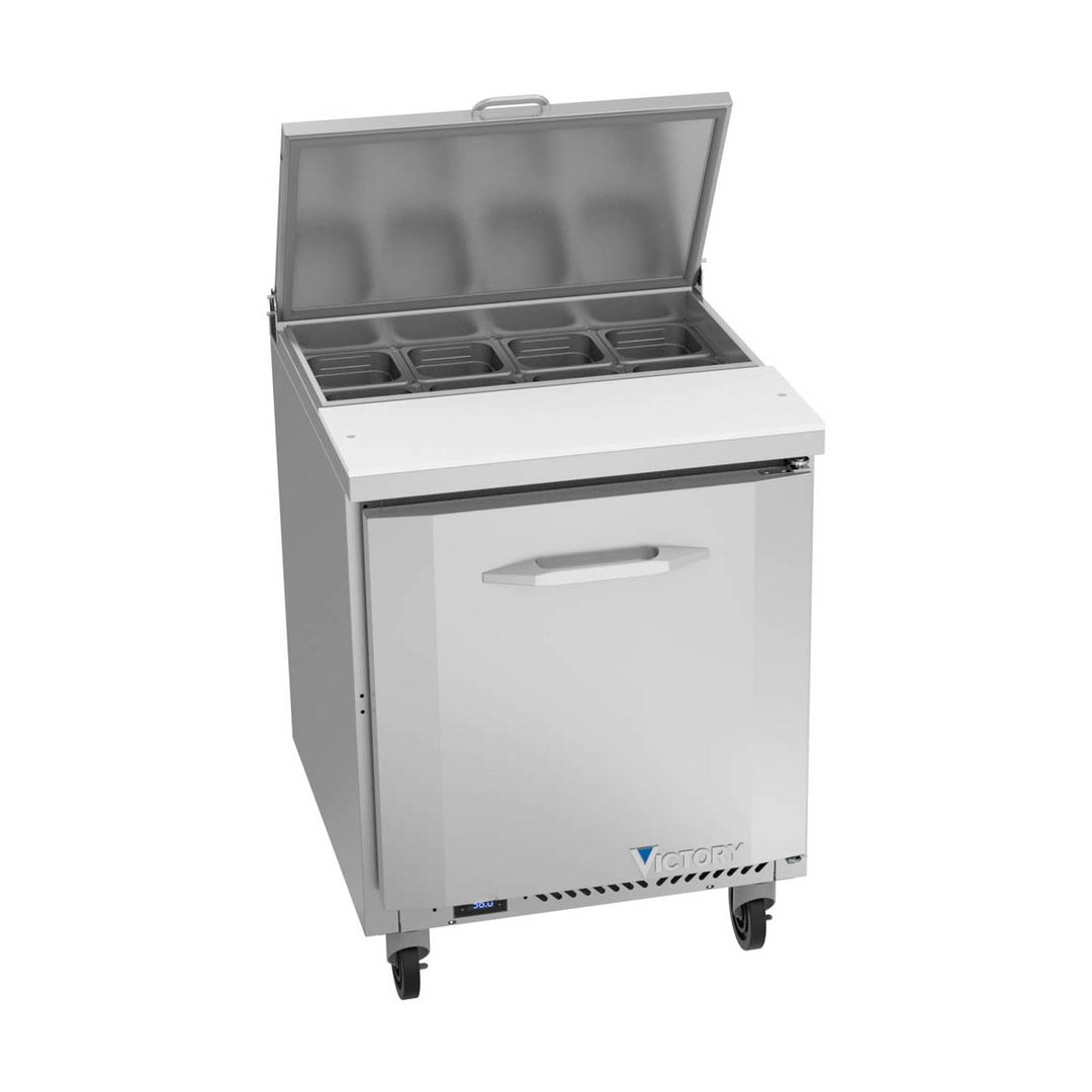 Victory VSP27HC-08 27" One Section Sandwich / Salad Prep Table w/ 1 Door, 8 Pans