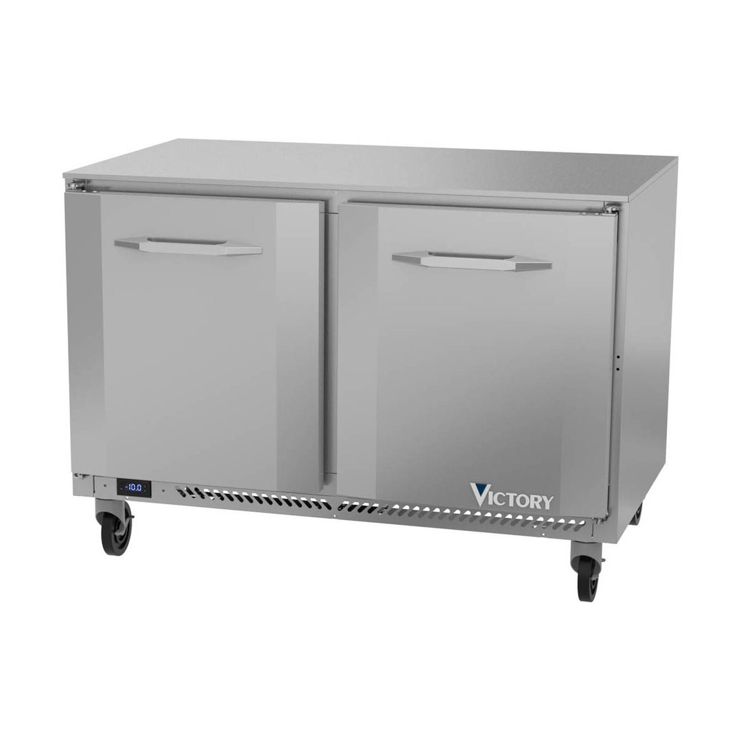Victory VUF48HC 48" 2-Section Undercounter Freezer w/ 2 Doors, 11 cu. ft.