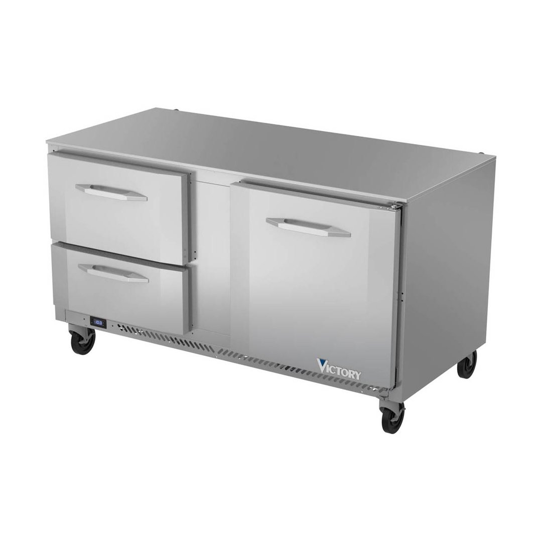 Victory VUFD60HC-2 60" 2-Section Undercounter Freezer w/ 2 Drawers & 1 Door, 14.4 cu. ft.