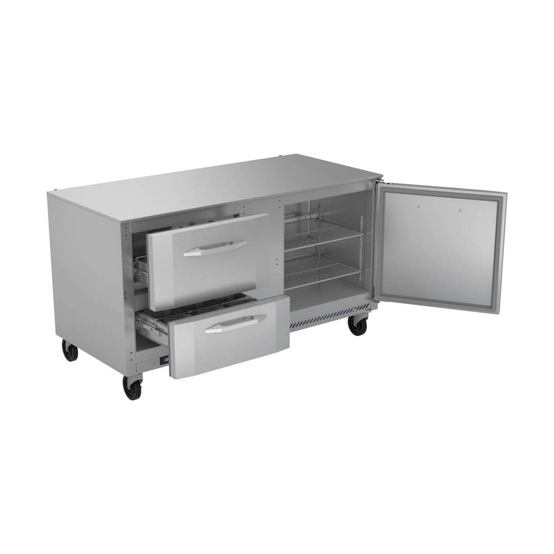 Victory VUFD60HC-2 60" 2-Section Undercounter Freezer w/ 2 Drawers & 1 Door, 14.4 cu. ft.