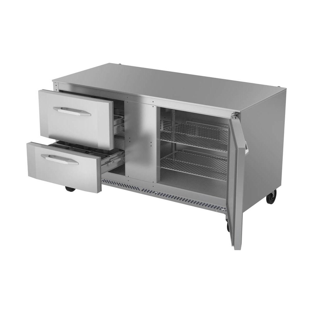 Victory VUFD60HC-2 60" 2-Section Undercounter Freezer w/ 2 Drawers & 1 Door, 14.4 cu. ft.