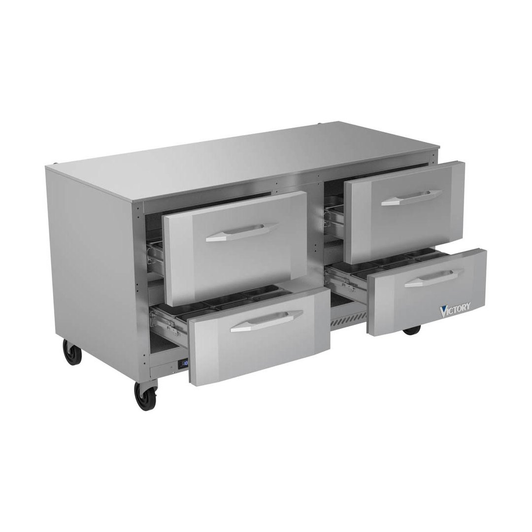 Victory VUFD60HC-4 60" 2-Section Undercounter Freezer w/ 4 Drawers, 14.4 cu. ft.