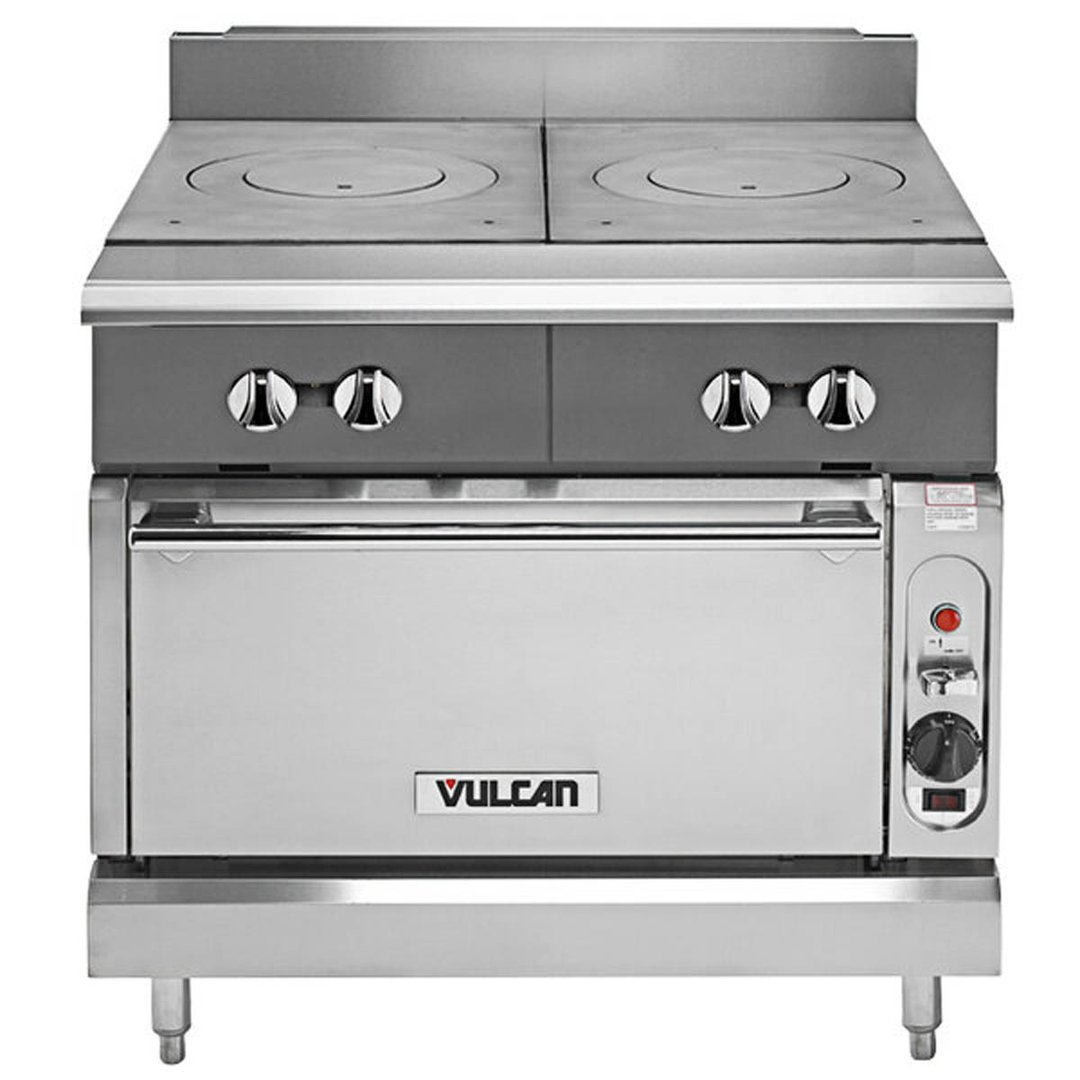 Vulcan V2FT36C 36" Gas Heavy Duty Range w/ (2) French Tops, (1) Convection Oven, 82.000 BTU