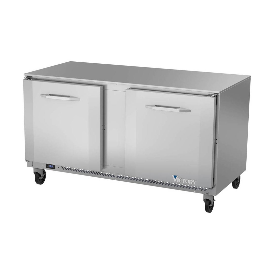 Victory VUR60HC 60" 2-Section Undercounter Refrigerator w/ 2 Solid Doors, 14.75 cu ft