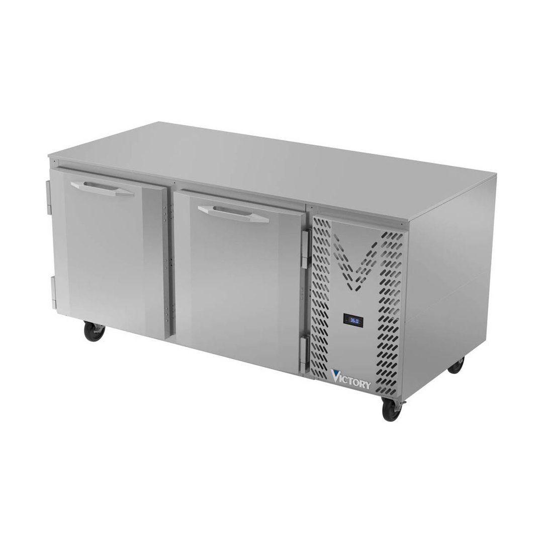 Victory VUR67HC 67" 2-Section Undercounter Refrigerator w/ 2 Solid Doors, 19 cu ft