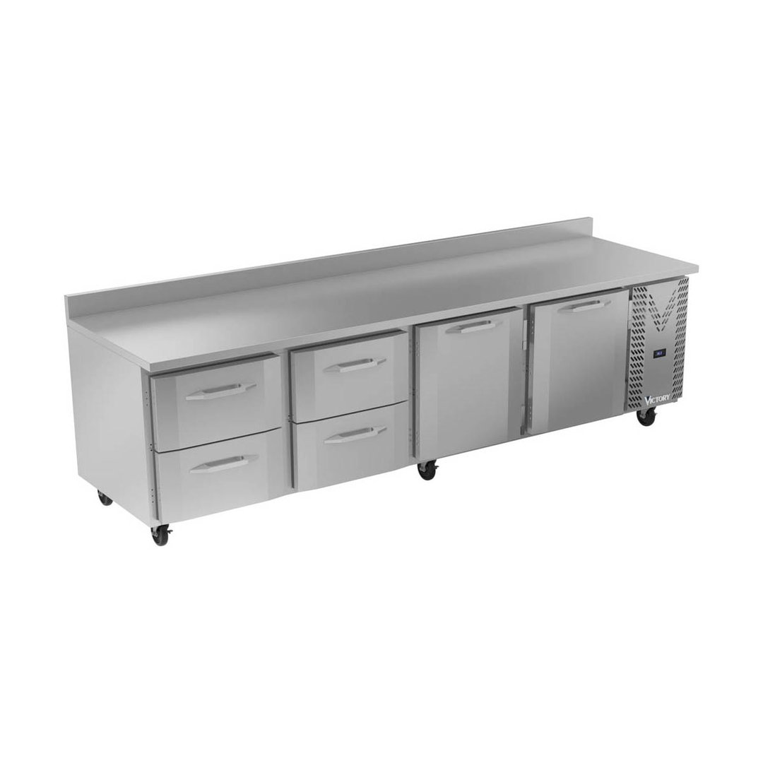 Victory VWRD119HC-4 118" 4-Section Worktop Refrigerator w/ 2 Doors & 4 Drawers, 40 cu. ft..