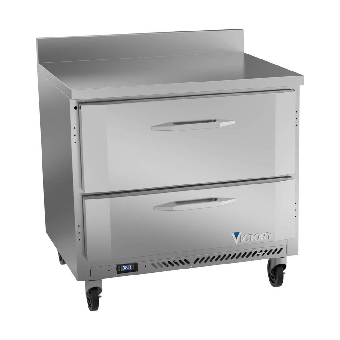 Victory VWRD36HC-2 36" 1-Section Worktop Refrigerator w/ 2 Drawers, 8.5 cu. ft.