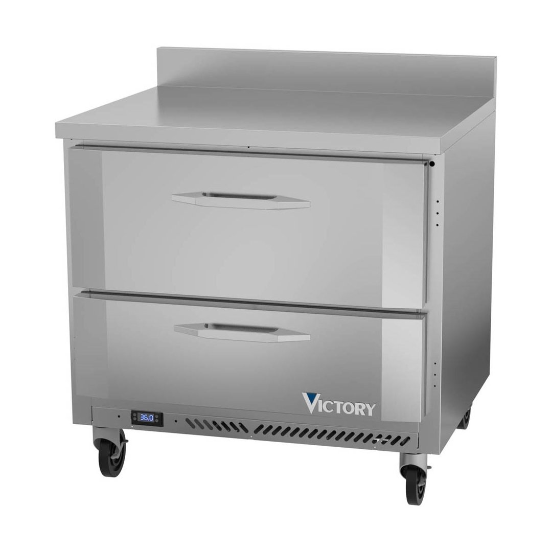 Victory VWRD36HC-2 36" 1-Section Worktop Refrigerator w/ 2 Drawers, 8.5 cu. ft.