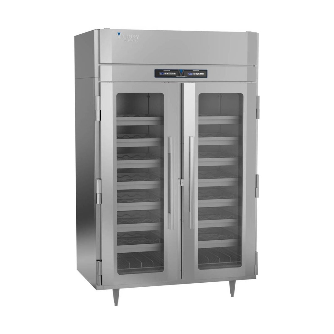 Victory WCDT-2D-S1-HC 52" Glass Door Wine Refrigerator, Dual Temperature, 160 Bottles