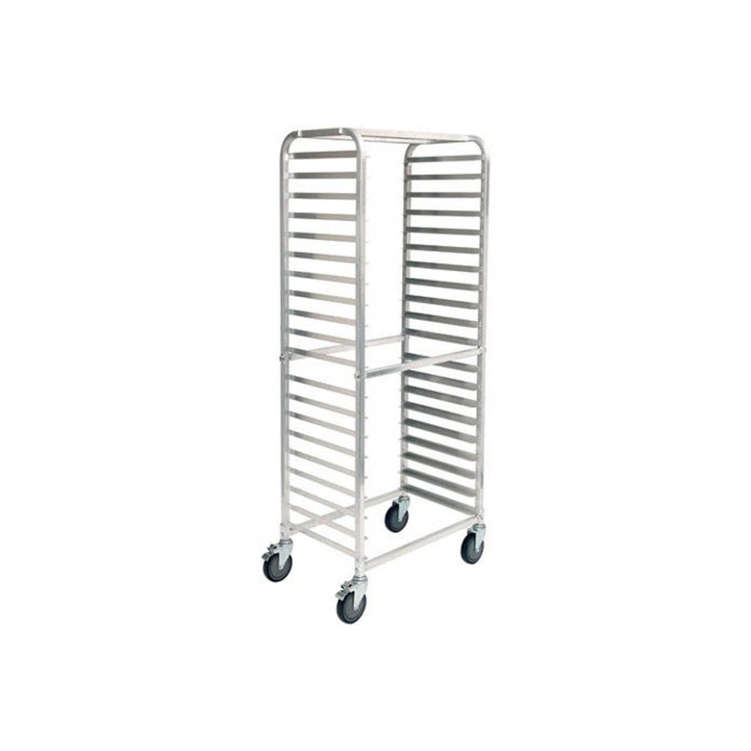 Winco AWRS-20BK 20 Pan Aluminum Mobile Side Load Bun / Sheet Pan Rack, Assembled, 650 lb. Capacity