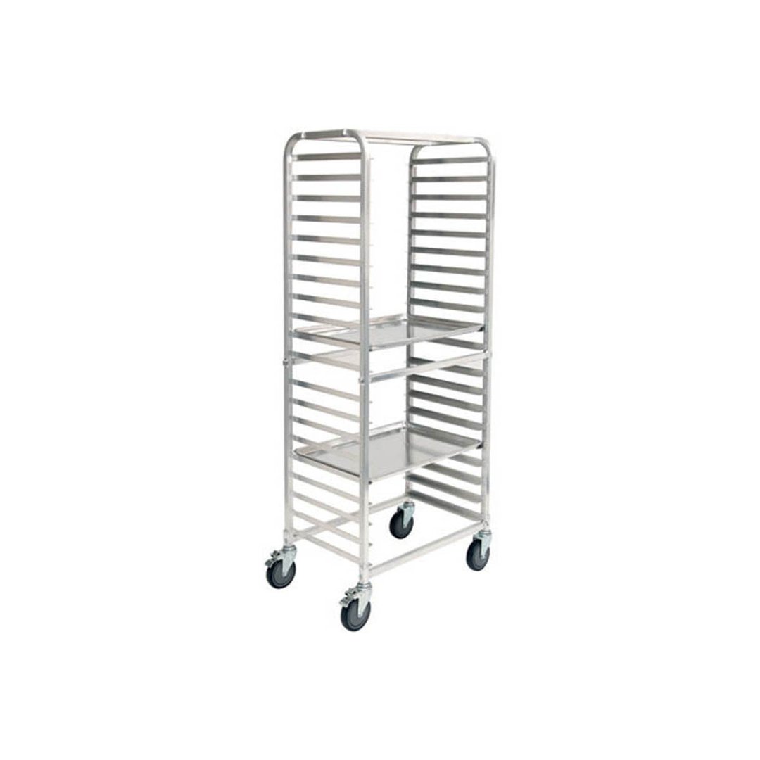 Winco AWRS-20BK 20 Pan Aluminum Mobile Side Load Bun / Sheet Pan Rack, Assembled, 650 lb. Capacity