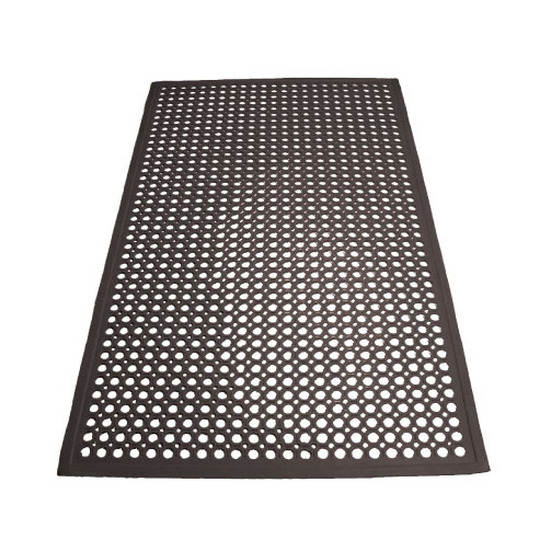 Winco RBM-35K-R Anti Fatigue Floor Mat w/ Beveled Edges, Rolled, Rubber, Black - 3 x 5 x 1/2"