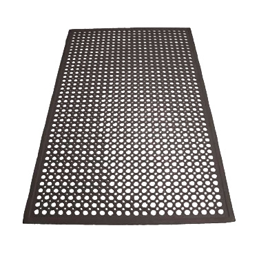 Winco RBM-35K Anti Fatigue Floor Mat w/ Beveled Edges, Rubber, Black - 3' x 5' x 1/2"
