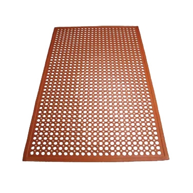 Winco RBM-35R Red Grease Proof Floor Mat w/ Beveled Edges, Rubber - 3' x 5' x 1/2"