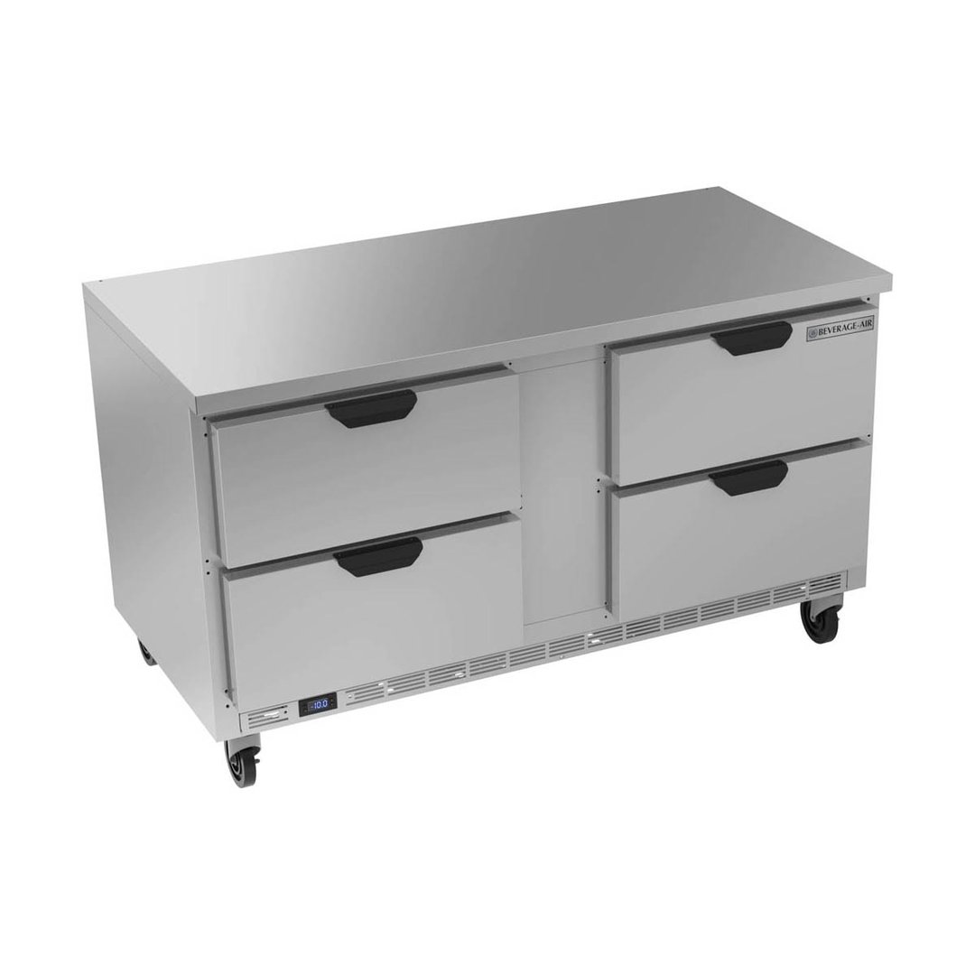 Beverage Air WTFD60AHC-4-FLT 60" 2-Section Worktop Freezer w/ 4 Drawers, 14.4 cu. ft.