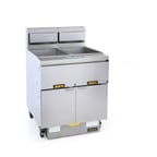 image of ANETS 14GS 15" Full Pot Floor Model Gas Fryer w/ 50-lb Capacity, 2 Twin Baskets, Millivolt Control