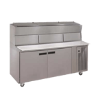 image of Delfield 18672PDLP 72" Two Section Refrigerated Pizza Prep Table w/ 2 Doors, (6) 12" x 20" Pan