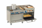 image of Comstock-Castle 2F330-1.5RB-30B 72" Gas Restaurant Range w/(4) Open Burners, (1) 30" Griddle, (1) 18" Charbroiler, (2) Standard Ovens, 308.000 BTU