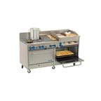 image of Comstock-Castle 2F330-2RB-24B 72" Gas Restaurant Range w/ (4) Open Burners, (1) 24" Griddle, (1) 24" Charbroiler, (2) Standard Ovens, 276.000 BTU 