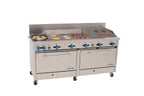 image of Comstock-Castle 2F330-36-2RB 72" Gas Restaurant Range w/ (2) Open Burners, (1) 36" Griddle, (1) 24" Charbroiler, (2) Standard Ovens, 246.000 BTU