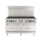 image of Wolf WX60-10BN 60" Natural Gas Restaurant Range w/ (10) Open Burners, (2) Standard Ovens, 340.000 BTU