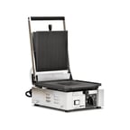 image of Omcan USA 11375 Single Sandwich Panini Grill w/ 9" x 10" Grooved Plates, 110V