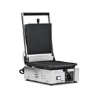image of Omcan USA 11376 Single Sandwich Panini Grill w/ 9" x 10" Grooved & Smooth Plates, 120V