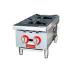 image of Omcan USA 47379 12" Countertop Gas Hotplate with (2) Burners, Manual Controls, 50.000 BTU