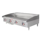 image of Star 648TF 48" Countertop Thermostatic Gas Griddle, 1" Steel Plate, 113.200 BTU