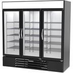 image of Beverage Air MMR72HC-1-B 75" Three Swing Glass Door Merchandiser Refrigerator in Black, 68.5 cu. ft. - Open box