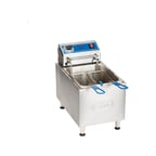 image of Globe PF10E Full Pot Countertop Electric Fryer w/ 10-lb Capacity, 2 Fry Baskets, Nesting Bar
