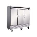 image of 81" Three Section Solid Door Reach-In Freezer, 66 cu. ft. 