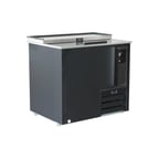 image of Deep Well Flat Top Bottle Cooler w/ Sliding Lid, Bottle Opener, Black Exterior 