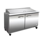 image of IKON ISP61M 61" Two Section Mega Top Sandwich/Salad Prep Table w/ 2 Solid Doors, 24 Pans, 15.5 cu. ft. - Open box